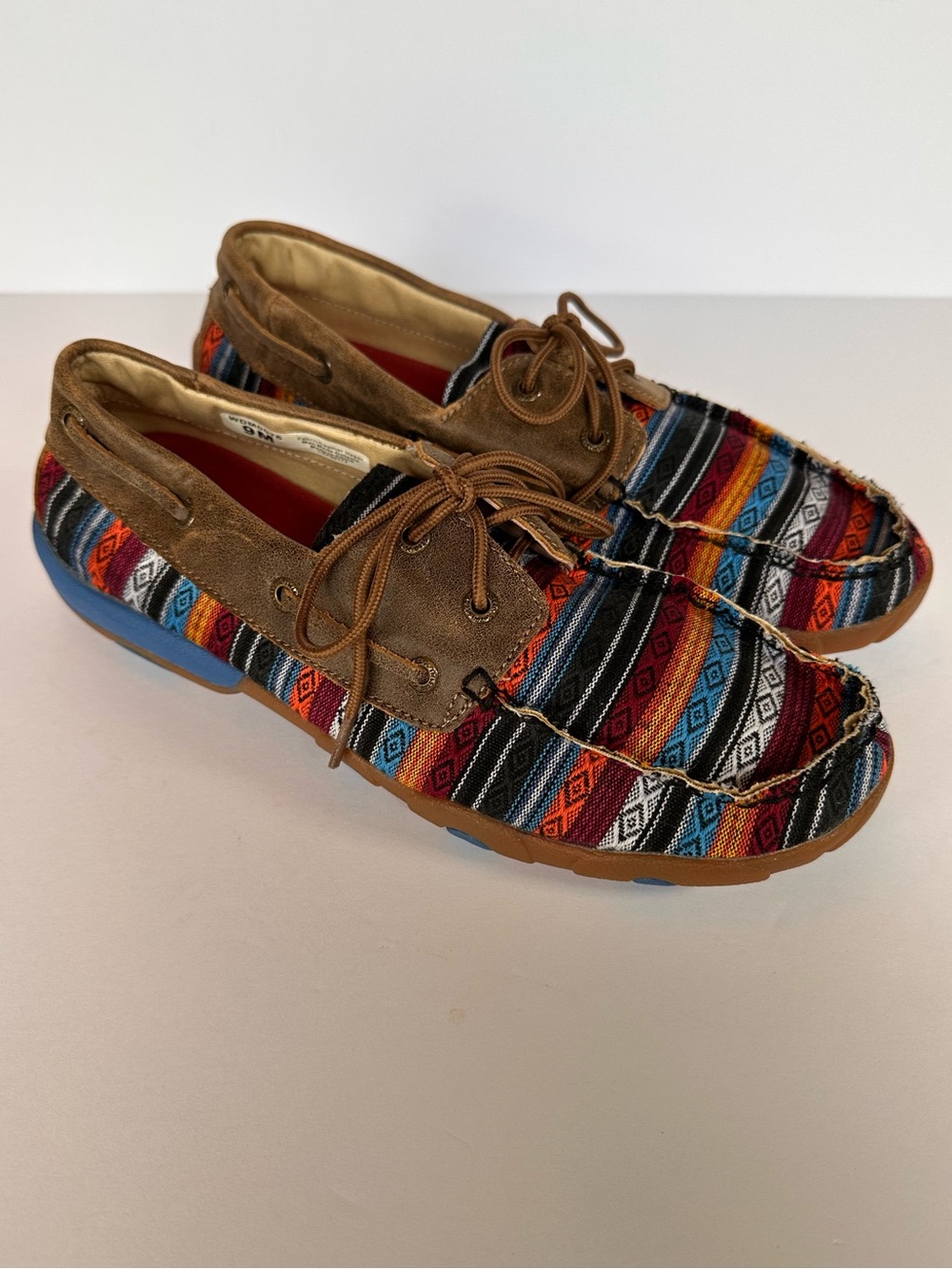 Twisted X Serape Boat Shoe Driving Mocs Leather WDM0076 Size 9M